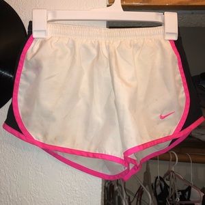 Girls white and pink nike shorts